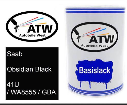 Saab, Obsidian Black, 41U / WA8555 / GBA: 500ml Lackdose, von ATW Autoteile West.